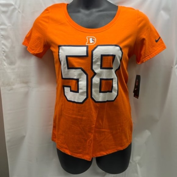 Nike Womens Orange Von Miller #58 Denver Broncos Athletic Cut Tee 827721, Medium - Picture 1 of 8